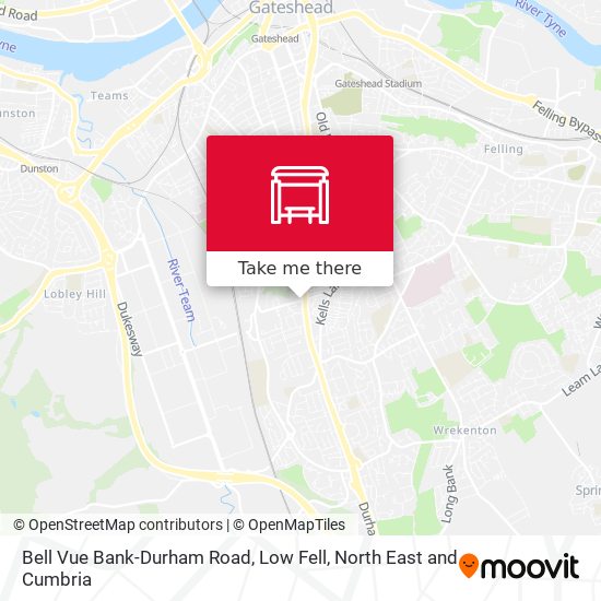 Bell Vue Bank-Durham Road, Low Fell map