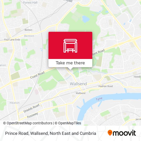Prince Road, Wallsend map