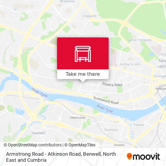 Armstrong Road - Atkinson Road, Benwell map