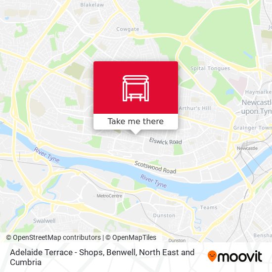 Adelaide Terrace - Shops, Benwell map