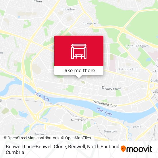 Benwell Lane-Benwell Close, Benwell map