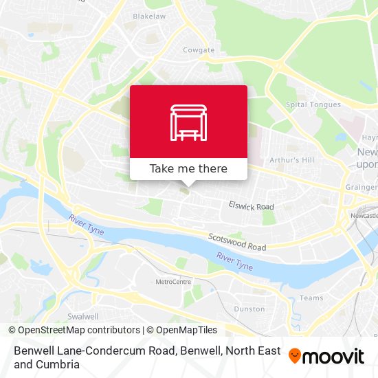 Benwell Lane-Condercum Road, Benwell map