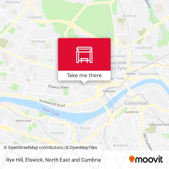 Rye Hill, Elswick map