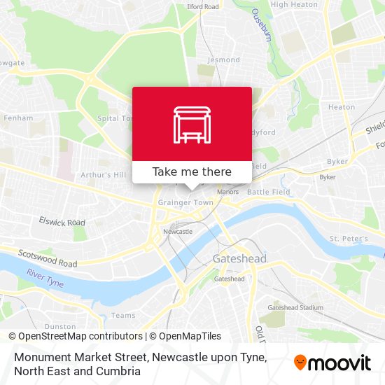 Monument Market Street, Newcastle upon Tyne map