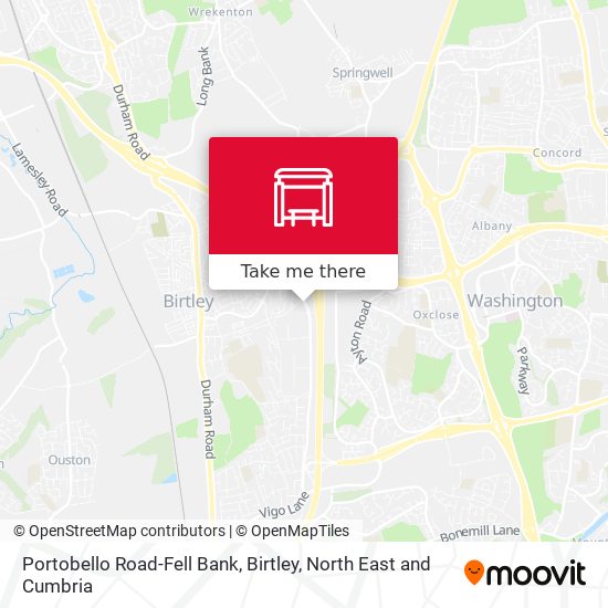 Portobello Road-Fell Bank, Birtley map