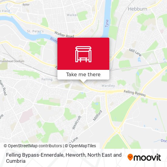 Felling Bypass-Ennerdale, Heworth map