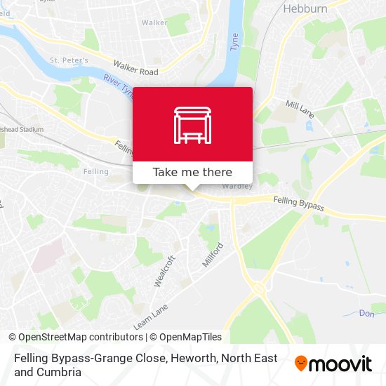Felling Bypass-Grange Close, Heworth map