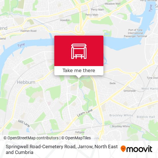 Springwell Road-Cemetery Road, Jarrow map