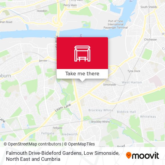 Falmouth Drive-Bideford Gardens, Low Simonside map