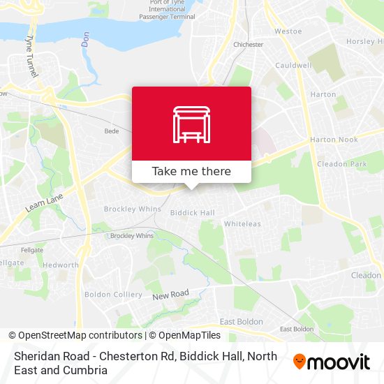 Sheridan Road - Chesterton Rd, Biddick Hall map