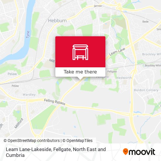 Leam Lane-Lakeside, Fellgate map