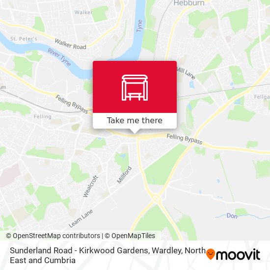 Sunderland Road - Kirkwood Gardens, Wardley map