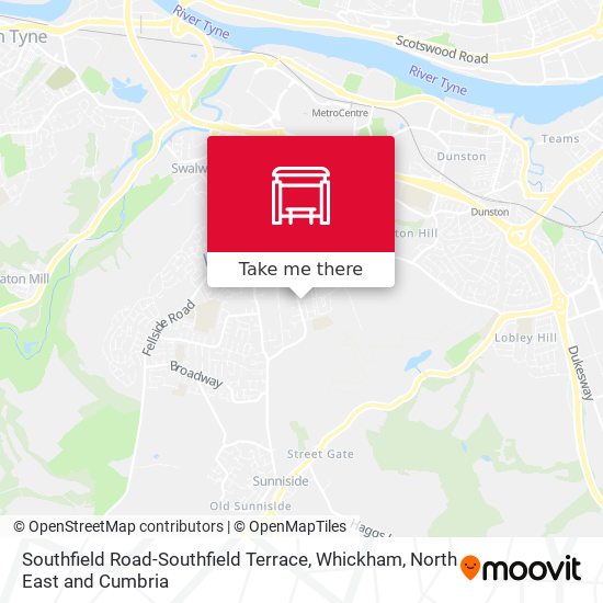 Southfield Road-Southfield Terrace, Whickham map