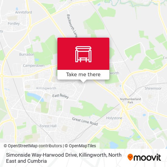 Simonside Way-Harwood Drive, Killingworth map