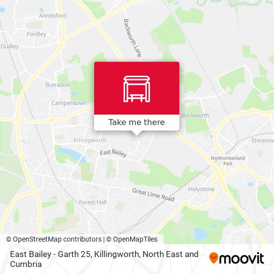 East Bailey - Garth 25, Killingworth map