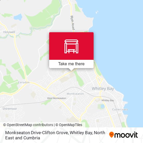 Monkseaton Drive-Clifton Grove, Whitley Bay map