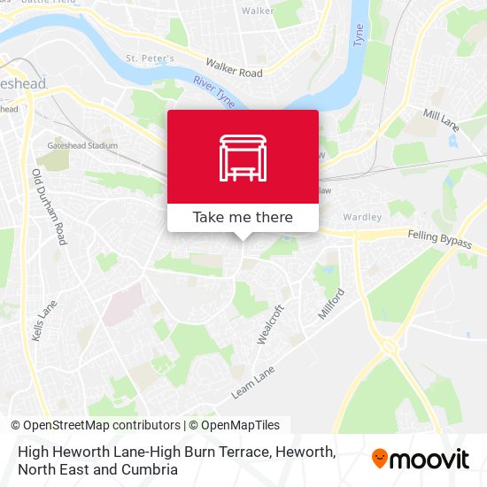 High Heworth Lane-High Burn Terrace, Heworth map