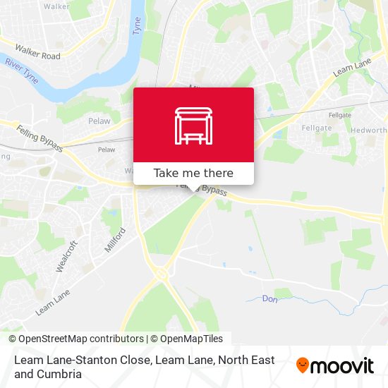 Leam Lane-Stanton Close, Leam Lane map