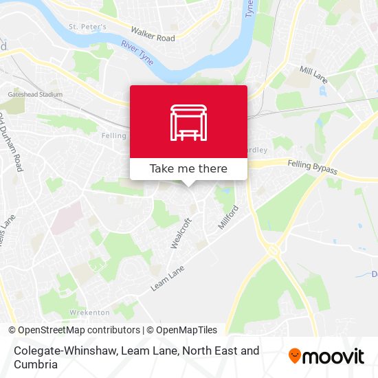 Colegate-Whinshaw, Leam Lane map