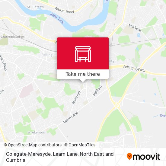 Colegate-Meresyde, Leam Lane map