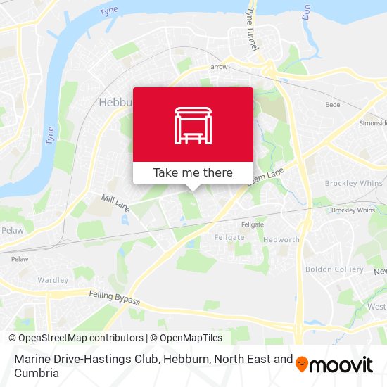 Marine Drive-Hastings Club, Hebburn map