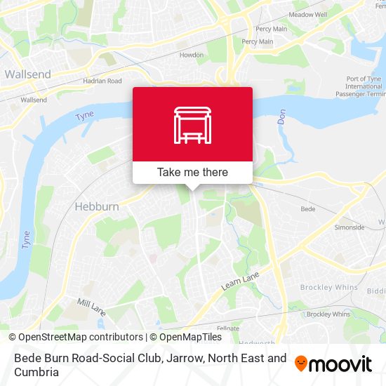 Bede Burn Road-Social Club, Jarrow map