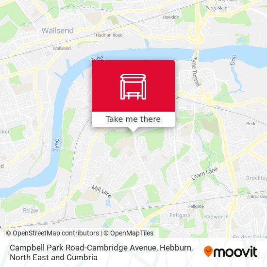 Campbell Park Road-Cambridge Avenue, Hebburn map