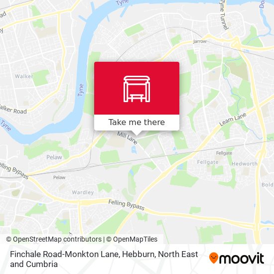 Finchale Road-Monkton Lane, Hebburn map
