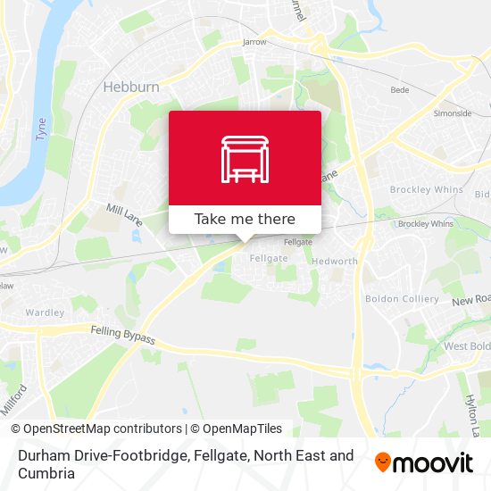 Durham Drive-Footbridge, Fellgate map