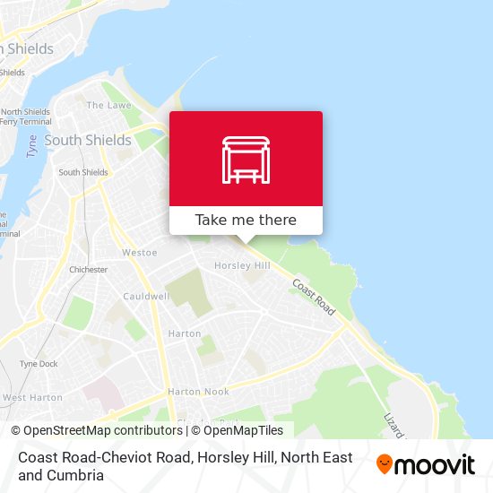 Coast Road-Cheviot Road, Horsley Hill map