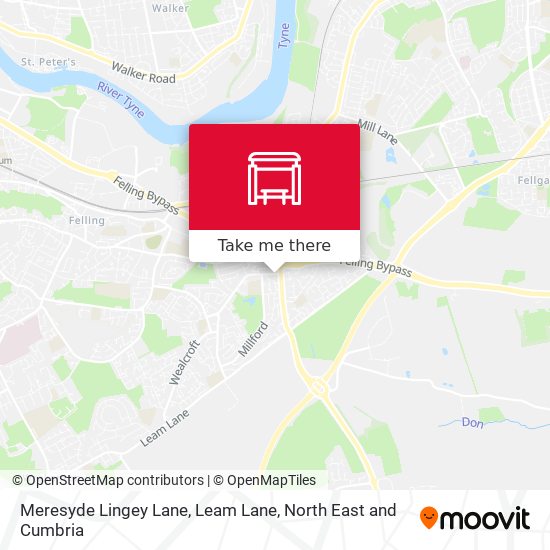 Meresyde Lingey Lane, Leam Lane map