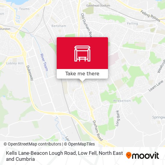 Kells Lane-Beacon Lough Road, Low Fell map