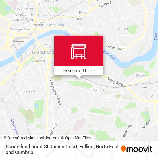 Sunderland Road-St James Court, Felling map