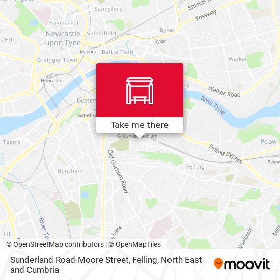 Sunderland Road-Moore Street, Felling map