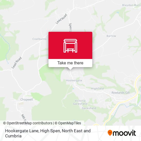 Hookergate Lane, High Spen map