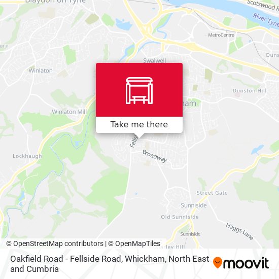 Oakfield Road - Fellside Road, Whickham map
