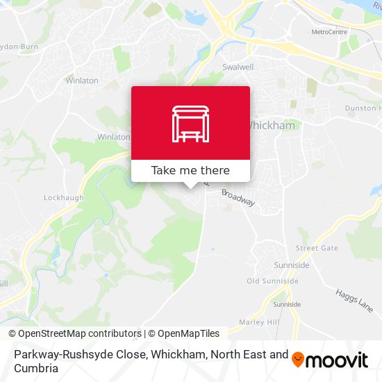 Parkway-Rushsyde Close, Whickham map