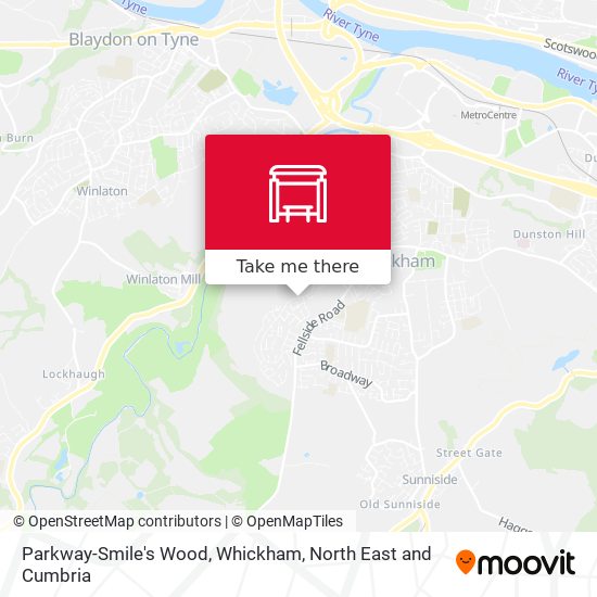 Parkway-Smile's Wood, Whickham map