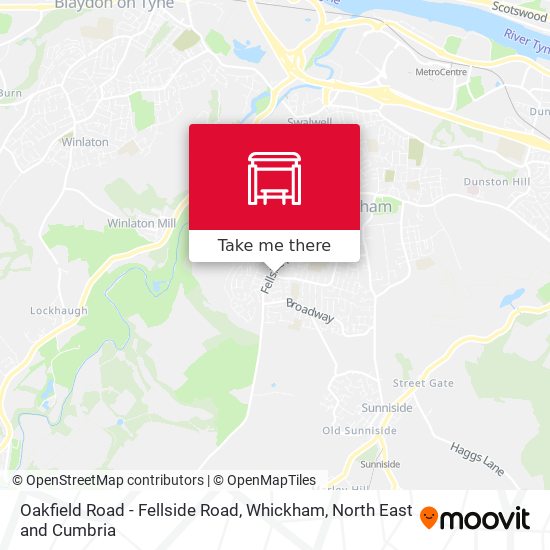 Oakfield Road - Fellside Road, Whickham map