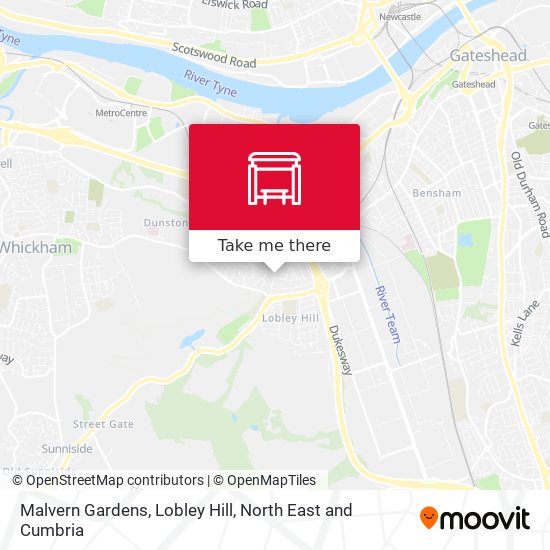 Malvern Gardens, Lobley Hill map