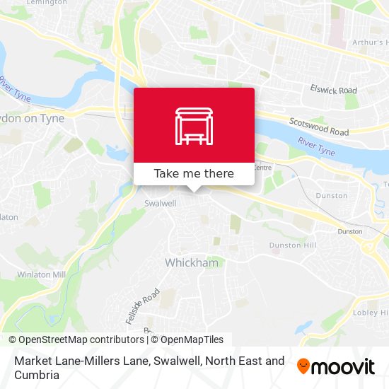 Market Lane-Millers Lane, Swalwell map