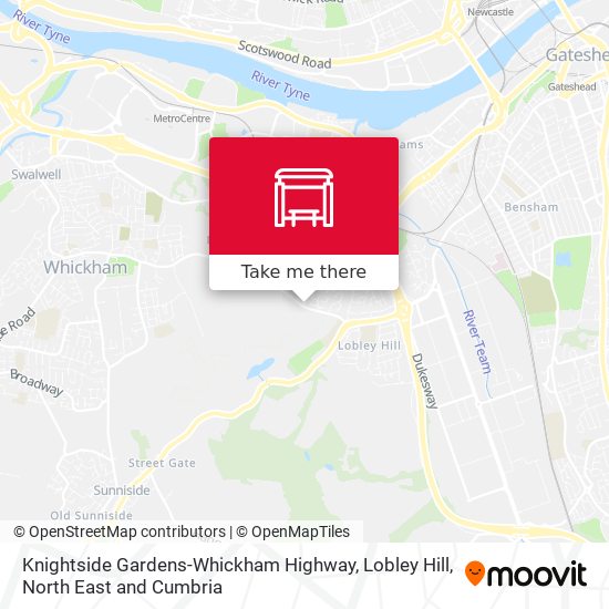 Knightside Gardens-Whickham Highway, Lobley Hill map