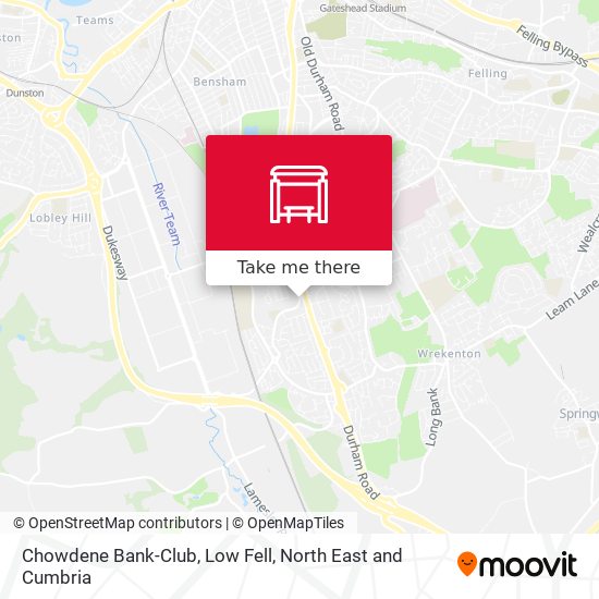 Chowdene Bank-Club, Low Fell map