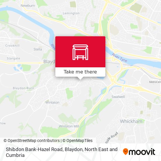 Shibdon Bank-Hazel Road, Blaydon map