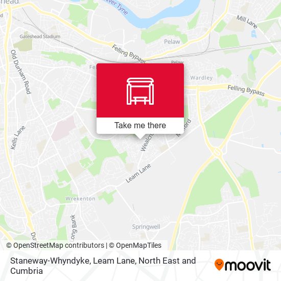 Staneway-Whyndyke, Leam Lane map