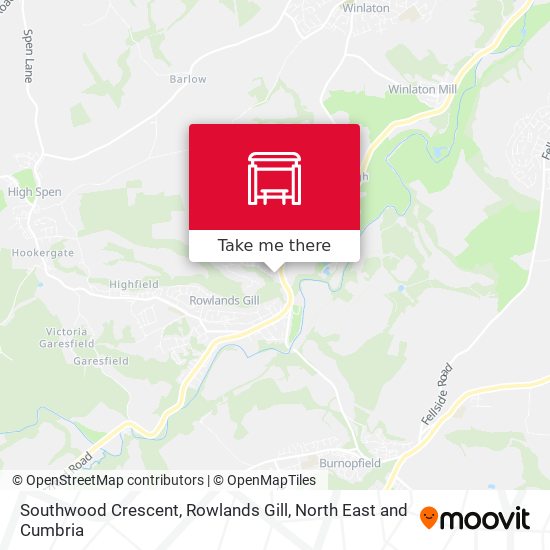 Southwood Crescent, Rowlands Gill map