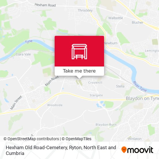 Hexham Old Road-Cemetery, Ryton map