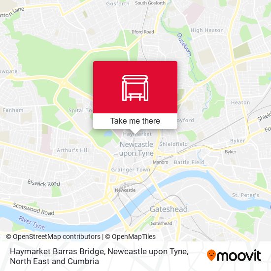Haymarket Barras Bridge, Newcastle upon Tyne map
