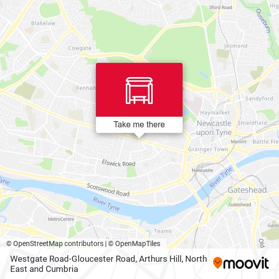 Westgate Road-Gloucester Road, Arthurs Hill map