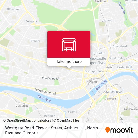 Westgate Road-Elswick Street, Arthurs Hill map